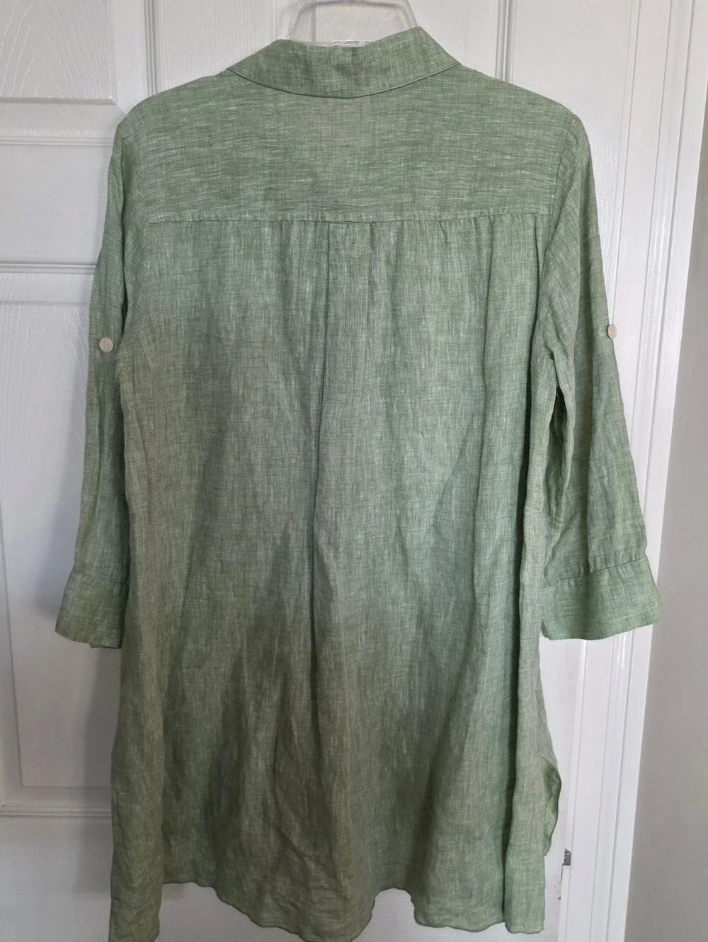 Lafayette 148 Lime Green Linen Long Sleeve Button Shirt 6 - Picture 2 of 9